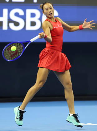 (261010) -- BEIJING, Oct. 10, 2026 -- Zheng Qinwen hits a return during the women s singles semifinal between Zheng Qinwen of China and Elise Mertens of Belgium at 2026 China Open tennis tournament in Beijing, China, Oct. 10, 2026. ) (SP)CHINA-BEIJING-TENNIS-CHINA OPEN-WOMEN S SINGLES-SEMIFINAL (CN) ZhangxChenlin 