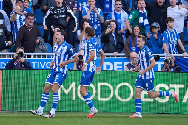 October 10, 2026, Vitoria, Alava, Spain: Lucas Boye of Deportivo Alaves celebrates after scoring the team s first goal during the LaLiga EA Sports match between Deportivo Alaves and Atletico de Madrid at Mendizorrotza on October 10, 2026, in Vitoria, Spain. Vitoria Spain - ZUMAa181 20261010_zaa_a181_049 Copyright: xRicardoxLarreinax