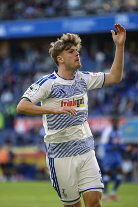 10.10.2026, GER, Fussball, Herren, 3. Liga, Saison 2026 2027, MSV Duisburg - TSG Hoffenheim II Frederik Christensen (Duisburg) gestikuliert, Gestik Duisburg schauinsland-reisen-Arena Nordrhein-Westfalen Deutschland Copyright: xAdrianxSchlüterx