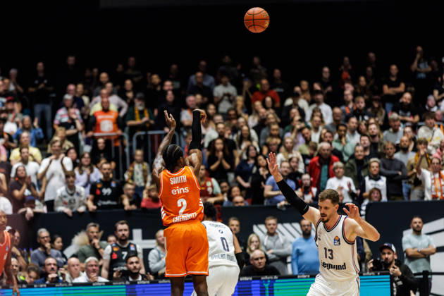 10.10.2026, GER, BBL, easyCredit Basketball Bundesliga, Chemnitz, Niners Chemnitz - FC Bayern München Basketball Stefan Smith (Niners Chemnitz, 2) Chemnitz Messe Chemnitz Sachsen Deutschland