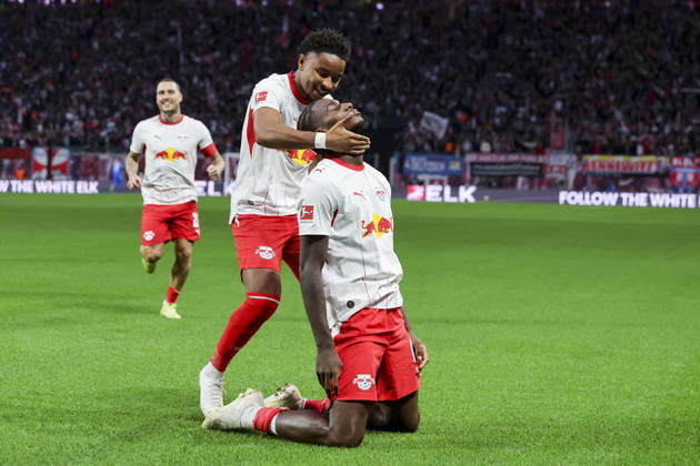 Ezechiel Banzuzi (RB Leipzig) bejubelt seinen Treffer zum 1:0 mit Neil El Aynaoui (RB Leipzig) waehrend des spiels der 1. Bundesliga zwischen RB Leipzig und Eintracht Frankfurt, Red Bull Arena am 10. October 2026 in Leipzig, Deutschland. (Foto von Marco Steinbrenner DeFodi Images) +++ Ezechiel Banzuzi (RB Leipzig) celebrates after scoring his teams first goal with Neil El Aynaoui (RB Leipzig) during the Bundesliga match between RB Leipzig and Eintracht Frankfurt at Red Bull Arena on October 10, 2026 in Leipzig, Germany. (Photo by Marco Steinbrenner DeFodi Images) DFB DFL REGULATIONS PROHIBIT ANY USE OF PHOTOGRAPHS AS IMAGE SEQUENCES AND OR QUASI-VIDEO. (Photo by Marco Steinbrenner DeFodi Images) -