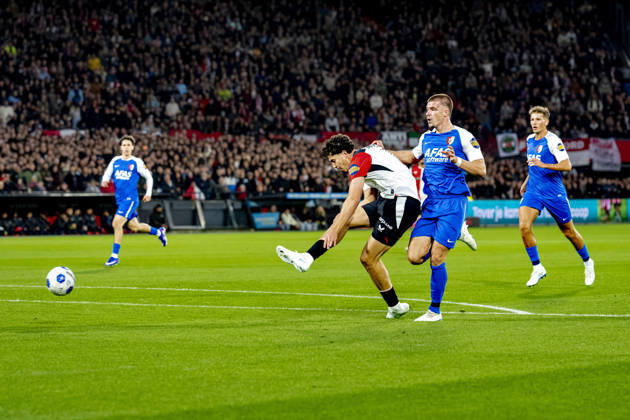 ROTTERDAM - SC Feyenoord Rotterdam forward Nacho Ferri scores to make it 1-0 during the Vriendenloterij Eredivisie match between Feyenoord and AZ at De Kuip on 10 October 2026 in Rotterdam, Netherlands. (Photo by DeFodi Images) -