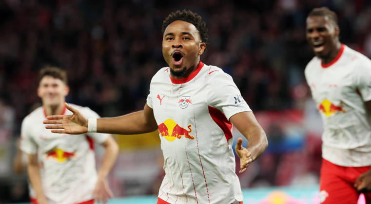 RB Leipzig - Frankfurt Bundesliga Leipzig, 10.10.2026, Red Bull Arena, Fußball, 1.Bundesliga, 5.Spieltag , RB Leipzig vs. SG Eintracht Frankfurt , Im Bild: Tor für RB Leipzig. Christopher Nkunku ( 28, RBL) trifft zum 1:0 und jubelt. , Nur zur redaktionellen Nutzung. Only editorial use. , DFL DFB regulations prohibit any use of photographs as image sequences and or quasi-video. ,