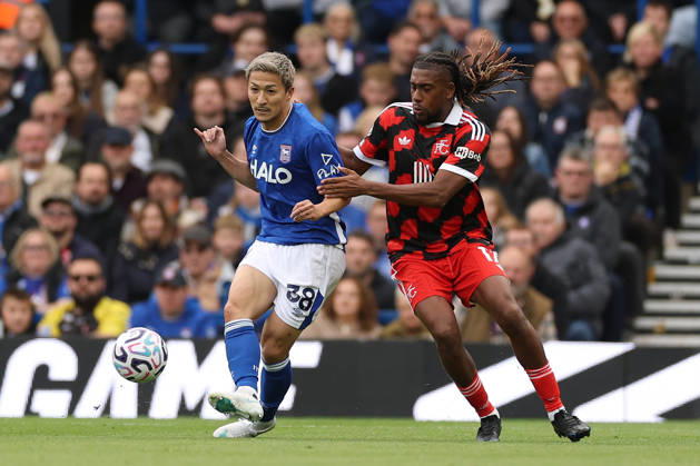 Ipswich Town v Fulham, Premier League Daizen Maeda of Ipswich Town in action with Calvin Bassey of Fulham during the Ipswich Town v Fulham Premier League match at Portman Road, Ipswich, England on 10 October 2026 Credit: Tiego Grenho Every Second Media Editorial use only. All images are copyright Every Second Media Limited. No images may be reproduced without prior permission. All rights reserved. Premier League and Football League images are subject to licensing agreements with Football DataCo Limited. see https: www.football-dataco.com Copyright: xIMAGO EveryxSecondxMediax ESM-2211-0112 TiegoxGrenhox xEveryxSecondxMediax
