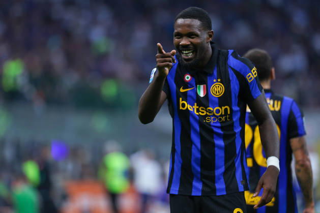 Marcus Thuram of FC Internazionale celebrates after scoring a goal during Serie A Enilive 2026 27 football match between FC Internazionale and Parma Calcio 1913. Italy Copyright: xBEAUTIFULxSPORTS Carabellix