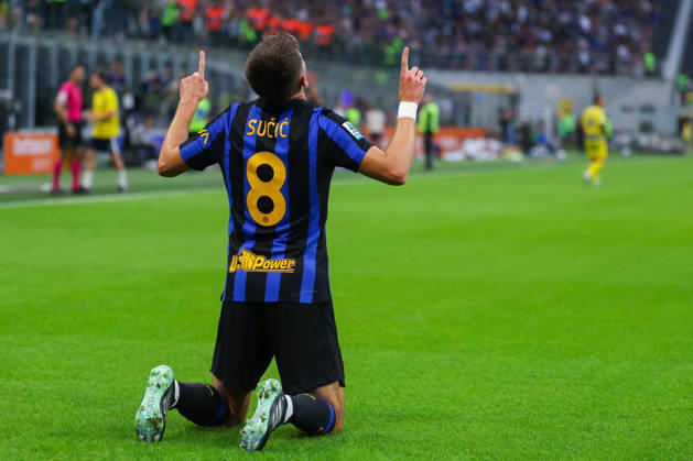 SOCCER - Serie A - Inter - FC Internazionale vs. Parma Calcio Photo by IPA ABACAPRESS.COM89510635 - Petar Sucic of FC Internazionale celebrates after scoring a goal during the Serie A Enilive 2026 27 soccer match between FC Internazionale and Parma Calcio 1913. Milan Italy  Copyright: xIPAxSport ABACAx