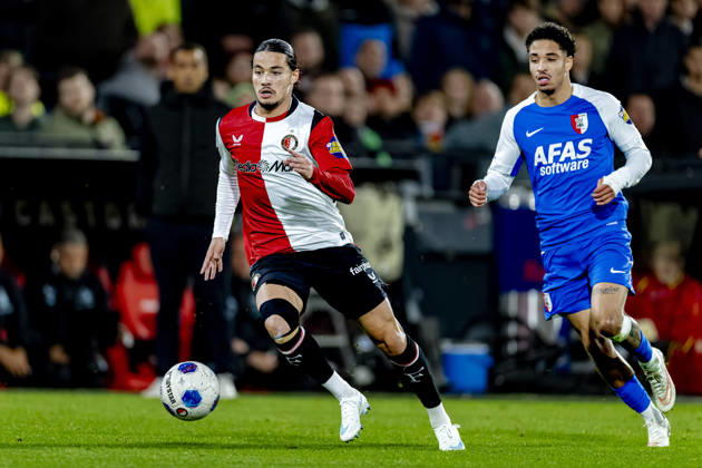 ROTTERDAM - SC Feyenoord Rotterdam forward Anis Hadj Moussa during the Vriendenloterij Eredivisie match between Feyenoord and AZ at De Kuip on 10 October 2026 in Rotterdam, Netherlands. (Photo by DeFodi Images) -