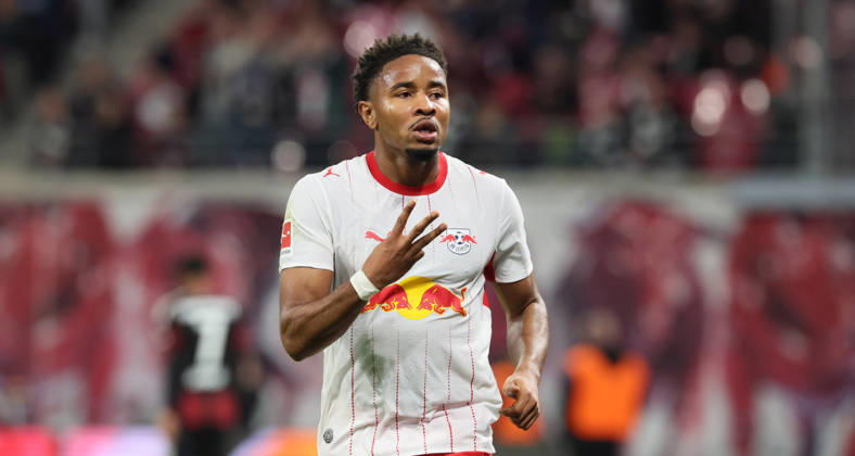 RB Leipzig - Frankfurt Bundesliga Leipzig, 10.10.2026, Red Bull Arena, Fußball, 1.Bundesliga, 5.Spieltag , RB Leipzig vs. SG Eintracht Frankfurt , Im Bild: Tor für RB Leipzig. Christopher Nkunku ( 28, RBL) trifft zum 4:0 und jubelt. , Nur zur redaktionellen Nutzung. Only editorial use. , DFL DFB regulations prohibit any use of photographs as image sequences and or quasi-video. ,