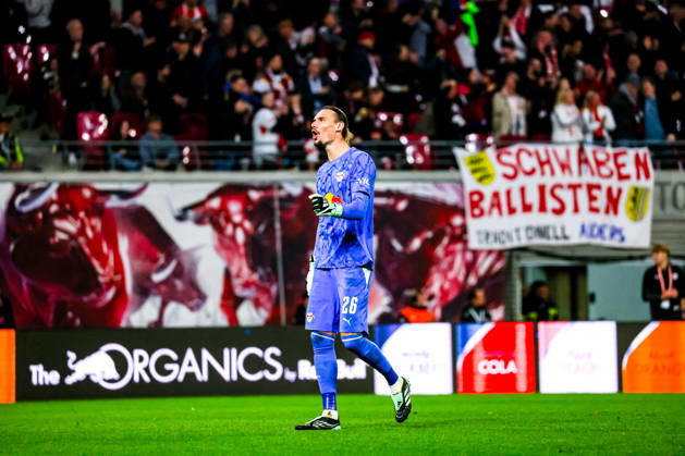 Maarten Vandevoordt (RB Leipzig, 26) Jubel, Torjubel, jubelt ueber Tor zum 4:0, GER, RB Leipzig vs. Eintracht Frankfurt, Fussball, 1. Bundesliga Herren, 5. Spieltag, Spielzeit 2026 2027, 10.10.2026 DFL regulations prohibit any use of photographs as image sequences and or quasi-video. GER, RB Leipzig vs. Eintracht Frankfurt, Fussball, 1. Bundesliga Herren, 5. Spieltag, Spielzeit 2026 2027, 10.10.2026 Leipzig Copyright: xEibner-Pressefoto LauraxRoemerx EP_LRR