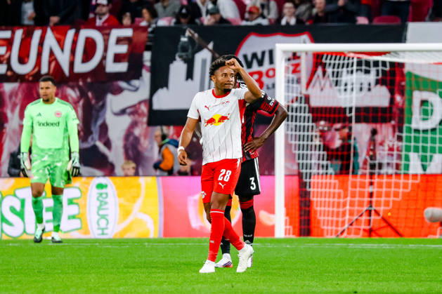 Christopher Nkunku (RB Leipzig, 28) Jubel, Torjubel, jubelt ueber Tor zum 4:0, Hattrick, GER, RB Leipzig vs. Eintracht Frankfurt, Fussball, 1. Bundesliga Herren, 5. Spieltag, Spielzeit 2026 2027, 10.10.2026 DFL regulations prohibit any use of photographs as image sequences and or quasi-video. GER, RB Leipzig vs. Eintracht Frankfurt, Fussball, 1. Bundesliga Herren, 5. Spieltag, Spielzeit 2026 2027, 10.10.2026 Leipzig Copyright: xEibner-Pressefoto LauraxRoemerx EP_LRR