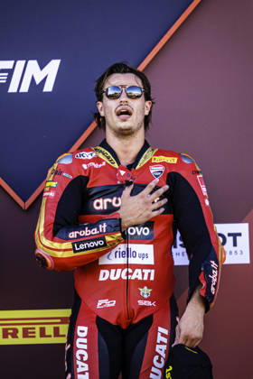 October 10, 2026, Cascais, Lisbon, Portugal: Nicolo Bulega of Aruba.It Racing - Ducati after winning the Race 1 of the FIM Superbike World Championship, WM, Weltmeisterschaft at Circuito Estoril on October 10, 2026 in Cascais, Portugal. Cascais Portugal - ZUMAr200 20261010_zsp_r200_067 Copyright: xNunoxReisinhox