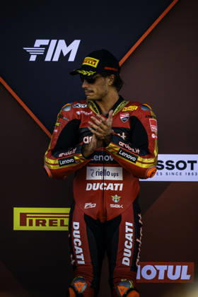 October 10, 2026, Cascais, Lisbon, Portugal: Nicolo Bulega of Aruba after winning the Race 1 of the FIM Superbike World Championship, WM, Weltmeisterschaft at Circuito Estoril on October 10, 2026 in Cascais, Portugal. Cascais Portugal - ZUMAr200 20261010_zsp_r200_108 Copyright: xNunoxReisinhox