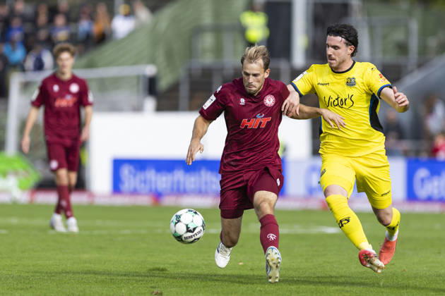 3. Liga, Fortuna Köln - 1. FC Saarbrücken; 10.10.2026 Georg Strauch (Fortuna Köln, 11), Kaan Caliskaner (1. FC Saarbrücken, 22). 3. Liga, Fortuna Köln - 1. FC Saarbrücken, 8. Spieltag, am 10.10.2026, Südstadion, Köln. DFB regulations prohibit any use of photographs as image sequences and or quasi-video Copyright: xBEAUTIFULxSPORTS Meuselx