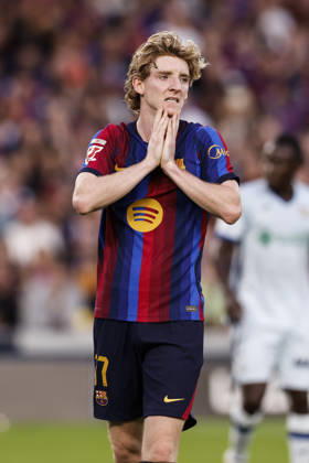 October 10, 2026, Barcelona, Barcelona, Spain: Anthony Gordon of FC Barcelona, Barca laments during the Spanish league, LaLiga EA Sports, football match played between FC Barcelona and Getafe CF at Spotify Camp Nou stadium on October 10, 2026 in Barcelona, Spain. Barcelona Spain - ZUMAa181 20261010_zaa_a181_101 Copyright: xJavierxBorregox