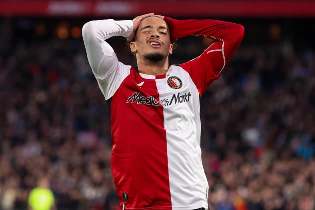 2026-10-10 Feyenoord v AZ Alkmaar - Dutch Eredivisie ROTTERDAM, NETHERLANDS - OCTOBER 10: Anis Hadj Moussa of Feyenoordis disappointed during the Dutch Eredivisie match between Feyenoord and AZ Alkmaar at Stadion Feijenoord on October 10, 2026 in Rotterdam, Netherlands. Rotterdam Stadion Feijenoord Netherlands Content not available for redistribution in The Netherlands directly or indirectly through any third parties. Copyright: xHansxvanxderxValkx