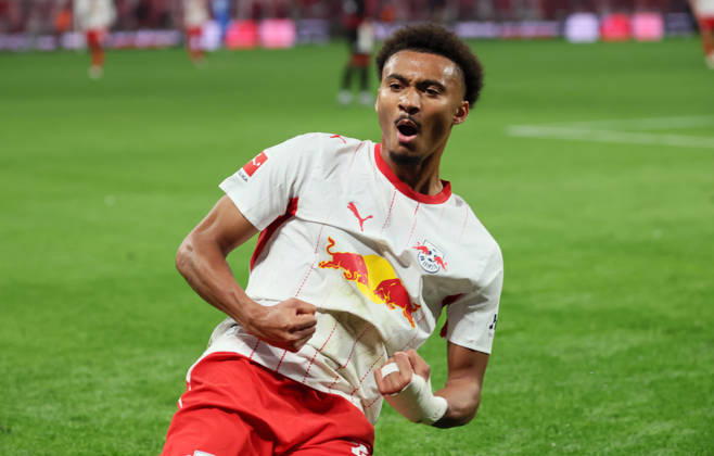 RB Leipzig - Frankfurt Bundesliga Leipzig, 10.10.2026, Red Bull Arena, Fußball, 1.Bundesliga, 5.Spieltag , RB Leipzig vs. SG Eintracht Frankfurt , Im Bild: Tor für RB Leipzig. Tidiam Gomis (27, RB Leipzig) trifft zum 6:0 und jubelt. , Nur zur redaktionellen Nutzung. Only editorial use. , DFL DFB regulations prohibit any use of photographs as image sequences and or quasi-video. ,