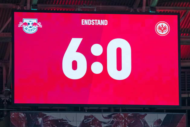 Sport Bilder des Tages 1. Fußball Bundesliga: RB Leipzig - Eintracht Frankfurt; 10.10.2026 Der Endstand von 6:0 für RB Leipzig auf der Anzeigetafel, Videowand. Kantersieg. LEIPZIG, DEUTSCHLAND - OCTOBER 10: Bundesliga-Spiel RB Leipzig - Eintracht Frankfurt in der Red Bull Arena am 5. Spieltag der 1. Bundesliga am October 10, 2026 in Leipzig, Deutschland. DFL REGULATIONS PROHIBIT ANY USE OF PHOTOGRAPHS AS IMAGE SEQUENCES AND OR QUASI-VIDEO. Copyright: xBEAUTIFULxSPORTS JanxKaeferx