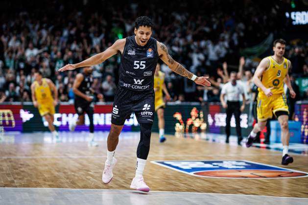 Eli Brooks (Gladiators Trier) jubelt, Jubel, Freude, Emotionen Vet Concept Gladiators Trier vs Alba Berlin, Basketball, easyCredit BBL, 5. Spieltag, Saison 2026 2027, 10.10.2026 Vet Concept Gladiators Trier vs Alba Berlin, Basketball, easyCredit BBL, 5. Spieltag, Saison 2026 2027, 10.10.2026 Copyright: xEibnerxPressefotox EP_ANS