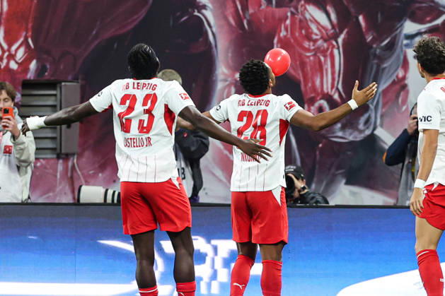 Torjubel - Torschütze Christopher Nkunku (RB Leipzig,28) trifft zum 2-0 - 1. Fussball Bundesliga Saison 2026-2027 Punktspiel RB Leipzig vs.Eintracht Frankfurt in der Red Bull Arena in Leipzig - Aktion,Fussball,Deutschland,Mann,Männer,10.10.2026