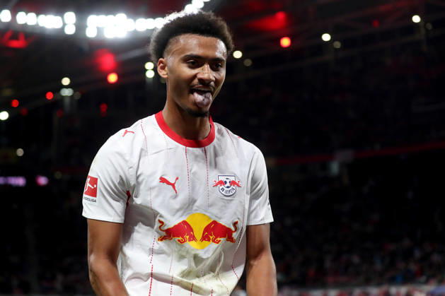 10.10.2026, xgox, Fussball 1.Bundesliga, RB Leipzig - Eintracht Frankfurt v.l. Torjubel nach dem Tor zum celebrating the goal celebrate 6:0 durch Tidiam Gomis (RB Leipzig) (DFL DFB REGULATIONS PROHIBIT ANY USE OF PHOTOGRAPHS as IMAGE SEQUENCES and or QUASI-VIDEO) Leipzig