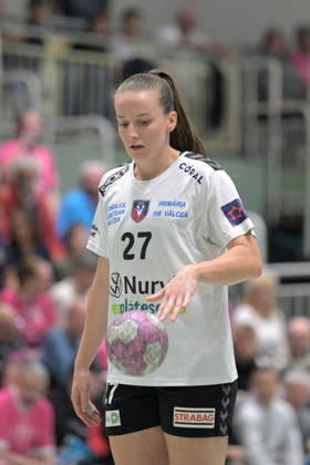 Julia Maidhof (SCM Ramnicu Valcea, 27) beim 7-Meter TusSies Metzingen vs. SCM Ramnicu Valcea, Handball, EHF, Europa Leauge Qualifikation Rueckspiel, Saison 2026 2027, 10.10.2026 TusSies Metzingen vs. SCM Ramnicu Valcea, Handball, EHF, Europa Leauge Qualifikation Rueckspiel, Saison 2026 2027, 10.10.2026 Metzingen Copyright: xEibner-Pressefotox EP_TBR