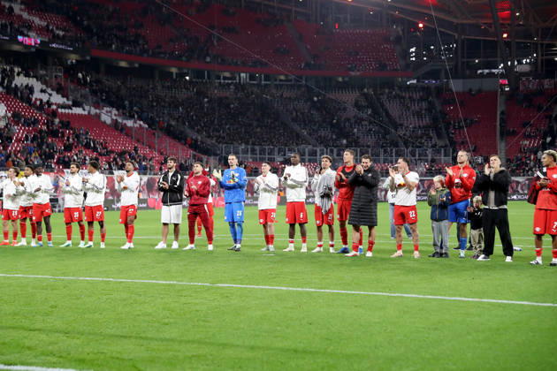 10.10.2026, xgox, Fussball 1.Bundesliga, RB Leipzig - Eintracht Frankfurt v.l. Jubel, Freude über den Sieg (DFL DFB REGULATIONS PROHIBIT ANY USE OF PHOTOGRAPHS as IMAGE SEQUENCES and or QUASI-VIDEO) Leipzig