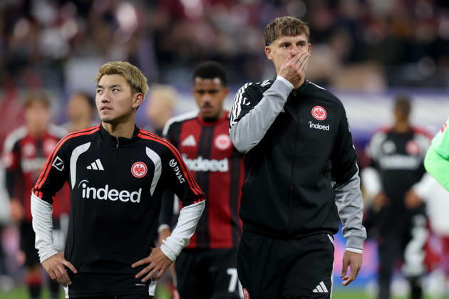 10.10.2026, xtgx, Fussball 1.Bundesliga, RB Leipzig - Eintracht Frankfurt v.l. Ritsu Doan (Eintracht Frankfurt) Robin Koch (Eintracht Frankfurt) Enttäuscht, traurig, frustriert, ratlos, (DFL DFB REGULATIONS PROHIBIT ANY USE OF PHOTOGRAPHS as IMAGE SEQUENCES and or QUASI-VIDEO) Leipzig