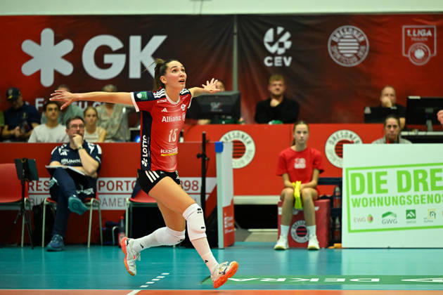 Karolina Fricova (Allianz MTV Stuttgart, 15) Dresdner SC vs. Allianz MTV Stuttgart, 1. Volleyball Bundesliga Damen, Spielzeit 2026 2027, 10.10.2026 Dresdner SC vs. Allianz MTV Stuttgart, 1. Volleyball Bundesliga Damen, Spielzeit 2026 2027, 10.10.2026 Dresden Copyright: xEibner-Pressefoto xHoepnerx EP_PHR