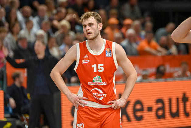 Linus Trettin (RASTA Vechta, 15) RASTA Vechta vs. ratiopharm Ulm, easyCredit Basketball Bundesliga, 5. Spieltag, Saison 2026 2027, 10.10.2026, RASTA Vechta vs. ratiopharm Ulm, easyCredit Basketball Bundesliga, 5. Spieltag, Saison 2026 2027, 10.10.2026 Vechta Copyright: xEibner-Pressefoto RobertxGertzenx EP_RGN