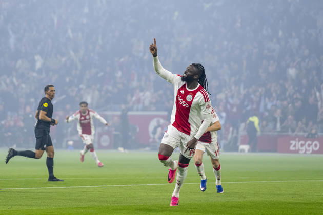 AMSTERDAM - AFC Ajax Amsterdam forward Toluwalase Arokodare celebrates the 1-0 during the Vriendenloterij Eredivisie match between Ajax and N.E.C. at Johan Cruijff ArenA on 10 October 2026 in Amsterdam, Netherlands. (Photo by DeFodi Images) -
