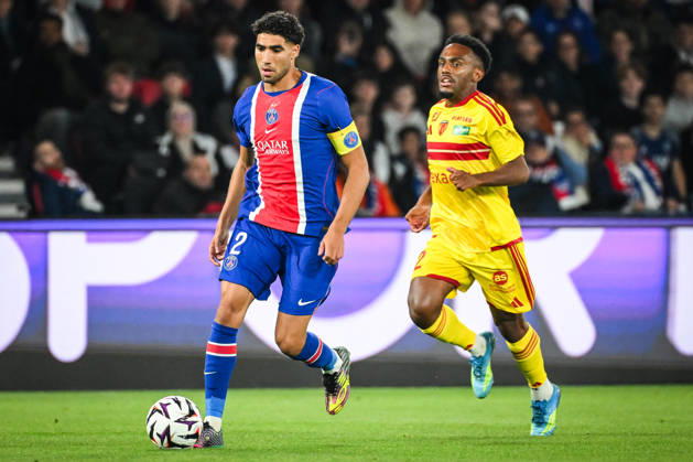 October 10, 2026, Paris, France, France: Achraf HAKIMI of PSG and Lucas CALODAT of Le Mans during the Ligue 1 match between Paris Saint-Germain (PSG) and Le Mans FC at Parc des Princes Stadium on October 10, 2026 in Paris, France. Paris Saint-Germain V Le Mans FC - Ligue 1  - ZUMAm308 20261010_zsp_m308_002 Copyright: xMatthieuxMirvillex
