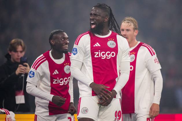 AMSTERDAM , 10-10-2026 , JohanCruyff Arena , season 2026 2027 , Dutch Eredivisie football , Match between Ajax and NEC Nijmegen , picture shows Ajax player Tolu Arokodare celebrates after scoring his team s first goal Ajax - NEC  x208124999x Copyright: