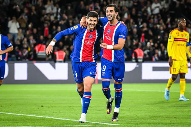 October 10, 2026, Paris, France, France: Lucas BERALDO of PSG celebrate his goal his Ferran TORRES of PSG during the Ligue 1 match between Paris Saint-Germain (PSG) and Le Mans FC at Parc des Princes Stadium on October 10, 2026 in Paris, France. Paris France - ZUMAm308 20261010_zsp_m308_004 Copyright: xMatthieuxMirvillex