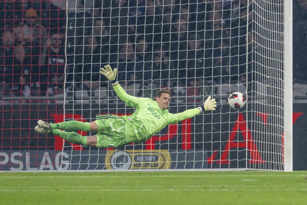 AMSTERDAM - AFC Ajax Amsterdam goalkeeper Marc ter Stegen could not save the penalty from N.E.C. Nijmegen forward Tjaronn Chery, 1-1, during the Vriendenloterij Eredivisie match between Ajax and N.E.C. in Johan Cruijff ArenA on 10 October 2026 in Amsterdam, Netherlands. (Photo by DeFodi Images) -