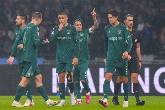 AMSTERDAM , 10-10-2026 , JohanCruyff Arena , season 2026 2027 , Dutch Eredivisie football , Match between Ajax and NEC Nijmegen , picture shows NEC Nijmegen player Tjaronn Chery celebrates after scoring his team s first goal Ajax - NEC  x208125309x Copyright:
