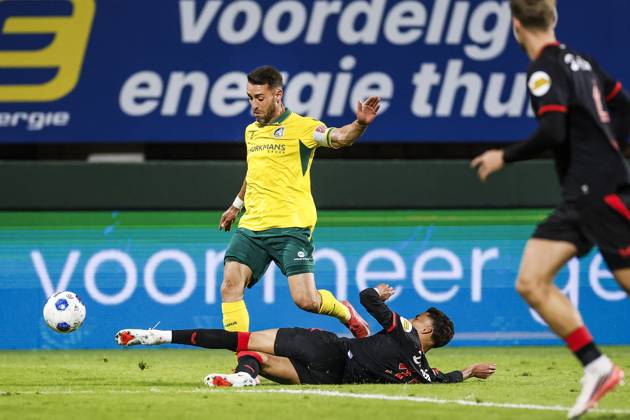 SITTARD - Ivo Pinto of Fortuna Sittard, Younes Taha of FC Twente (lr) during the Dutch Eredivisie match between Fortuna Sittard and FC Twente at the Fortuna Sittard stadium on 10 October 2026 in Sittard, the Netherlands. IRIS VAN DEN BROEK ANP Eredivisie 2026 27 xVIxANPxSportx xxANPxIVx 572058553 originalFilename: 572058553.jpg
