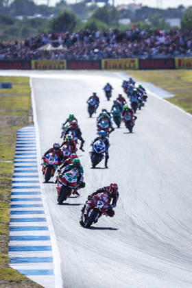 World Superbikes Estoril Round 2026 - Day 2 Iker Lecuona of Spain rides for the Aruba.it Racing - Ducati WorldSBK Team leading the race during the 2026 World Superbike Estoril Round at Circuito do Estoril in Cascais, Portugal, on October 10, 2026. Estoril Lisboa Portugal  Copyright: xMiguelxReisx originalFilename:reis-notitle261010_npafg.jpg