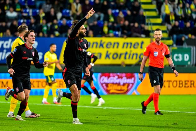 SITTARD , 10-10-2026 , Fortuna Sittard Stadium , season 2025 2026 , Dutch Eredivisie football , match between Fortuna Sittard and FC Twente , picture shows FC Twente player Robin Propper celebrates after scoring his team s first goal Fortuna Sittard - Twente  x208125599x Copyright: