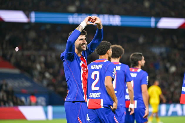 Paris Saint-Germain v Le Mans FC - Ligue 1 McDonald s 2026 2027 Lucas BERALDO of Paris Saint-Germain celebrate after scores during Ligue 1 McDonald s match between Paris and Le Mans at Parc des Princes on October 10, 2026 in Paris, France. Paris France  Copyright: xBaptistexFernandezx 776573319