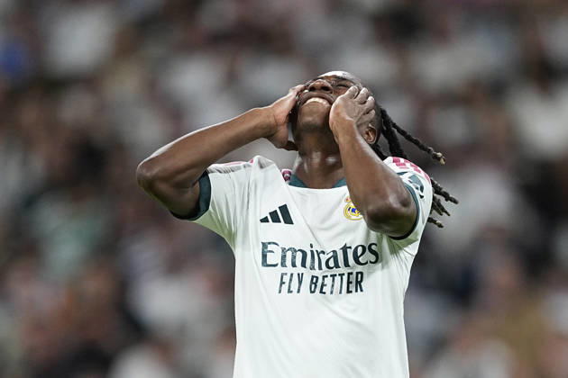 October 10, 2026, Madrid, Madrid, Spain: Yan Diomande of Real Madrid CF laments during the Spanish League, LaLiga EA Sports, football match between Real Madrid and Villarreal CF at Bernabeu stadium on October 10, 2026, in Madrid, Spain. Madrid Spain - ZUMAa181 20261010_zaa_a181_144 Copyright: xOscarxJ.xBarrosox