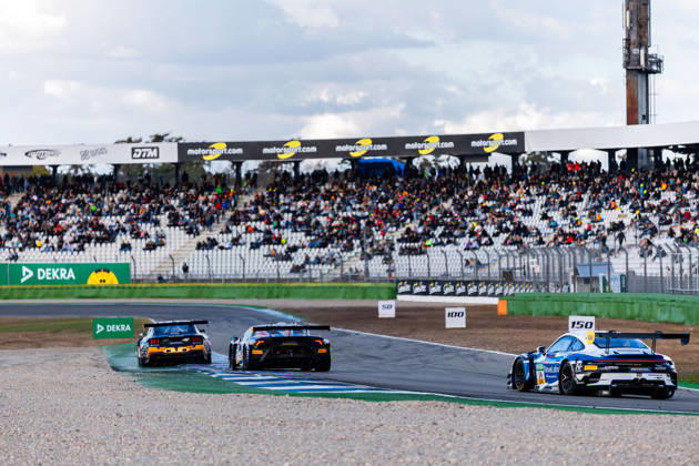 ADAC GT Masters, 11. + 12. Rennen Hockenheim 2026 14 Porsche 911 GT3 R (992), razoon - more than racing: Pavel Lefterov, Mark Kastelic, 63 Lamborghini Huracan GT3 EVO 2, LIQUI MOLY Team Engstler Motorsport: Finn Zulauf, Felix Hirsiger - picture by Gruppe C Photography Salzburg Salzburgring Germany Copyright: xGruppexCxPhotographyx