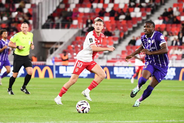 AS Monaco v Toulouse FC - Ligue 1 McDonald s 2026 2027 Aleksandr GOLOVIN of Monaco and Seny KOUMBASSA of Toulouse FC during Ligue 1 McDonald s match between Monaco and Toulouse at Stade Louis II on October 10, 2026 in Monaco, Monaco. Monaco Monaco  Copyright: xIconxSportx 776573324