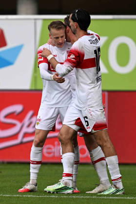 Paderborn, Home-Deluxe-Arena, 10.10.26, GER, Herren, 1.Bundesliga, Saison 2026-2027, SC Paderborn 07 - VfB Stuttgart Bild: Chris FUEHRICH (Stuttgart) jubelt nach seinem Tor zum 0:2 DFL regulations prohibit any use of photographs as image sequences and or quasi-video. Nordrhein-Westfalen Deutschland
