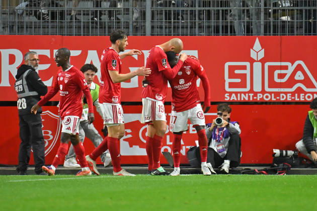 Stade Brestois 29 v Angers SCO - Ligue 1 McDonald s 2026 2027 Mama BALDE of Stade Brestois 29 and Ludovic AJORQUE of Brest celebrate after scores during Ligue 1 McDonald s match between Brest and Angers at Stade Francis-Le Ble on October 10, 2026 in Brest, France. Brest France  Copyright: xIconxSportx 776573329