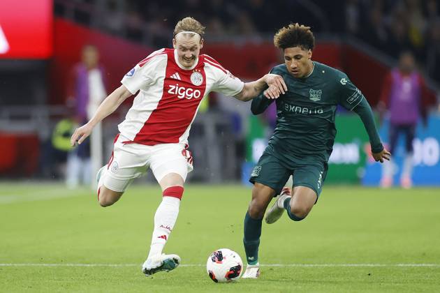 AMSTERDAM , 10-10-2026 , JohanCruyff Arena , season 2026 2027 , Dutch Eredivisie football , Match between Ajax and NEC Nijmegen , picture shows Ajax player Julian Brandt and NEC Nijmegen player Noe Lebreton Ajax - NEC  x208128491x Copyright: