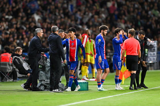 Paris Saint-Germain v Le Mans FC - Ligue 1 McDonald s 2026 2027 Luis ENRIQUE head Coach of Paris Saint-Germain, Khvicha KVARATSKHELIA of Paris Saint-Germain, Joao NEVES of Paris Saint-Germain and Dro FERNANDEZ of Paris Saint-Germain during Ligue 1 McDonald s match between Paris and Le Mans at Parc des Princes on October 10, 2026 in Paris, France. Paris France  Copyright: xBaptistexFernandezx 776573319