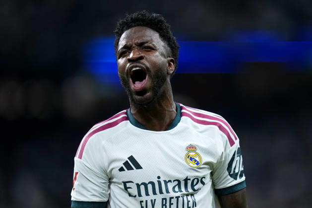 ESP: Real Madrid - Villarreal CF. La Liga EA Sports. Matchday 8. Vinicius Junior of Real Madrid CF celebrates a goal that was subsequently disallowed during the La Liga EA Sports match between Real Madrid and Villarreal CF played at Santiago Bernabeu Stadium on 10 Oct 2026 in Madrid, Spain. kpng Copyright: xCesarxCebollax xPRESSINPHOTOx PS_2627_RMA_VIL_102