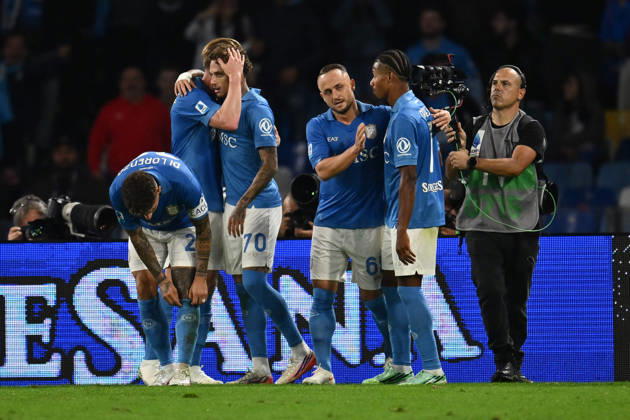 RECORD DATE NOT STATED 10th October 2026; Stadio Diego Armando Maradona, Naples, Italy; Italian Serie A Football, Napoli versus Frosinone; Noa Lang of Napoli scores the goal for 2-0 DomenicoxCippitelli