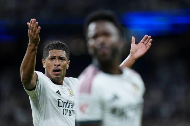 ESP: Real Madrid - Villarreal CF. La Liga EA Sports. Matchday 8. Jude Bellingham and Vinicius Junior of Real Madrid CF during the La Liga EA Sports match between Real Madrid and Villarreal CF played at Santiago Bernabeu Stadium on 10 Oct 2026 in Madrid, Spain. kpng Copyright: xCesarxCebollax xPRESSINPHOTOx PS_2627_RMA_VIL_107