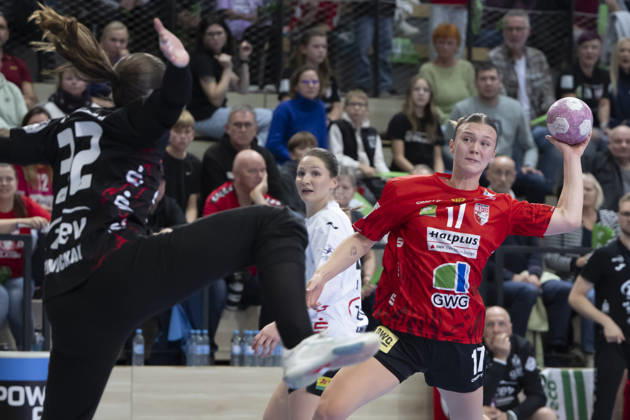Alsco Handball Bundesliga Frauen, Saison 2026 2027 SV Union Halle-Neustadt vs.BSV Sachsen Zwickau Halle, Deutschland 09.September 2026: Im Bild:v.li.Torfrau Alexandra Humpert (Zwickau) und Emma Hertha (Halle) Halle Saale SWH Arena Sachsen-Anhalt Deutschland